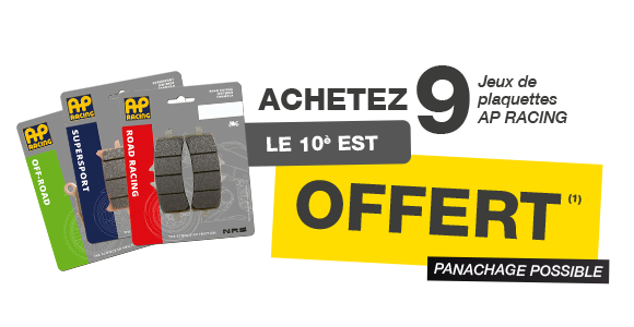 offre 9+1 sur toutes les plaquettes AP Racing